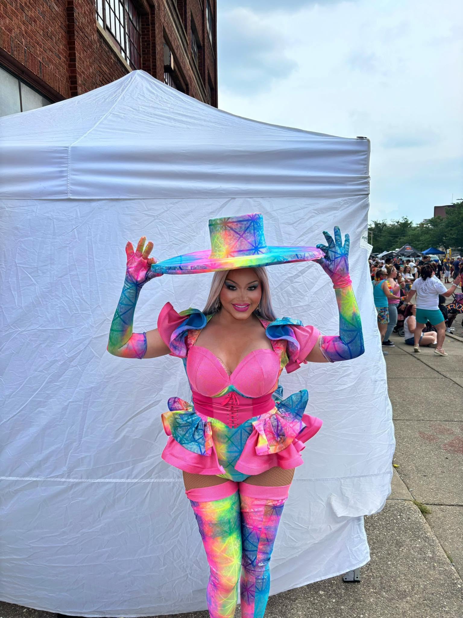 Amaya Sexton in a rainbow pride look